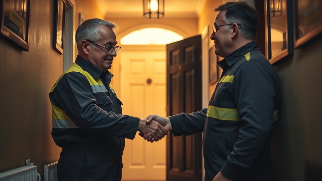 Engineer shaking hands with a West Ealing homeowner after locating their leak
